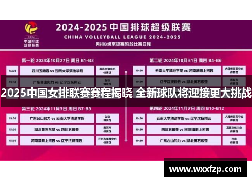2025中国女排联赛赛程揭晓 全新球队将迎接更大挑战